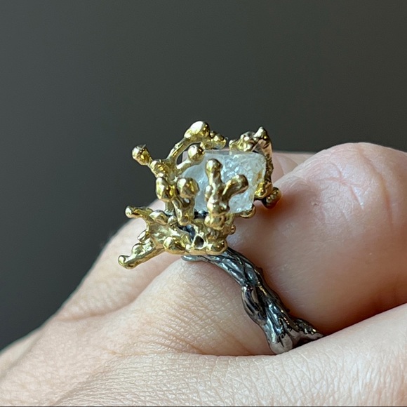 Handmade Crystal Branch Statement Ring Sz 7.5 - Picture 4 of 7